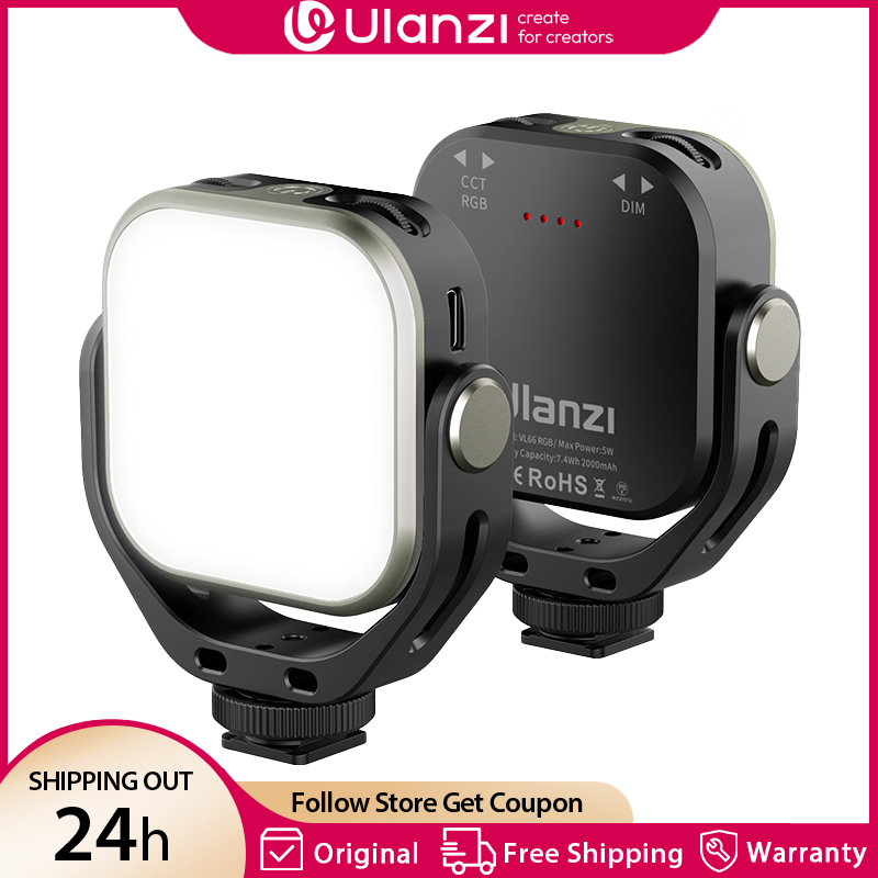 Camera Cold Shoe - Luz de vídeo Ulanzi VL66 RGB